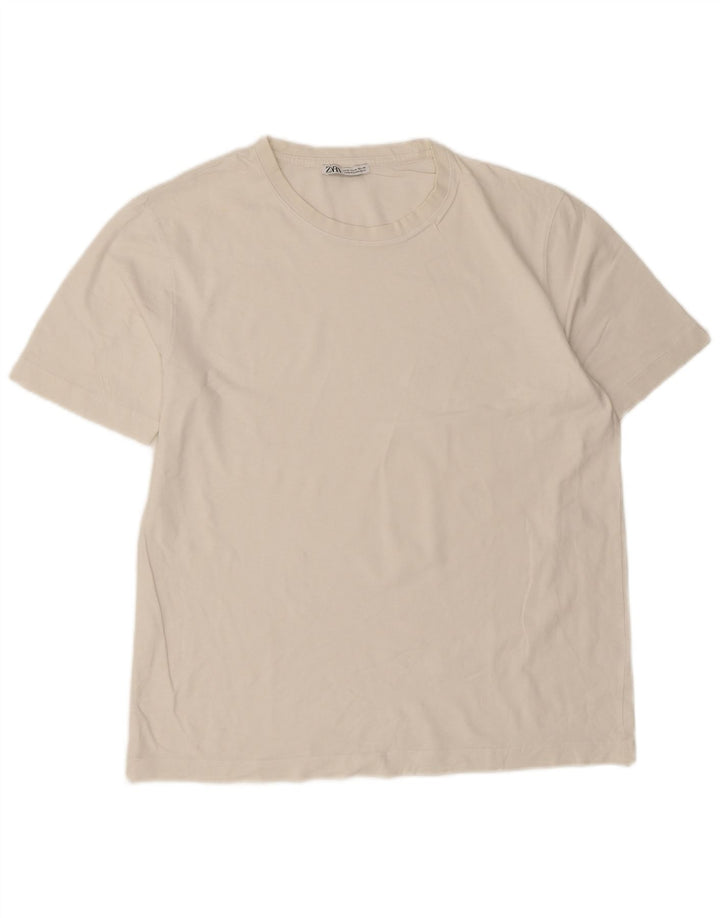 Ανδρικό T-Shirt Zara Τοπ μεσαίο λευκό βαμβακερό