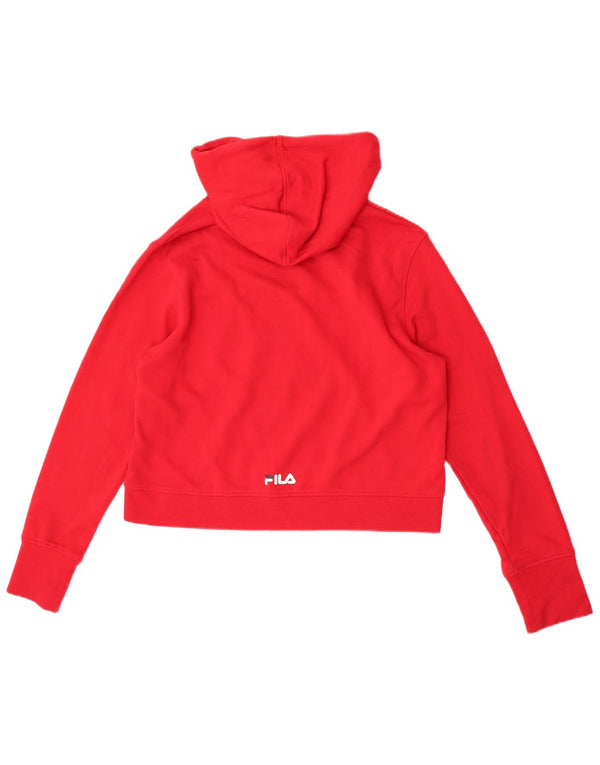 Fila Γυναικείο Crop Graphic Hoodie Jumper UK 16 Large Red Colourblock