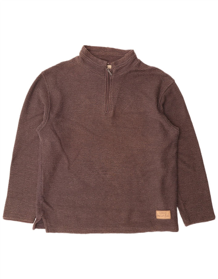 WEIRD FISH Ανδρικό φούτερ με φερμουάρ πουκάμισο μεγάλο καφέ βαμβακερό