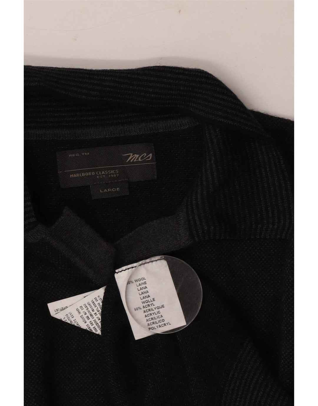 Ανδρικό πουλόβερ Marlboro Classics Polo με λαιμόκοψη μεγάλο γκρι μαλλί