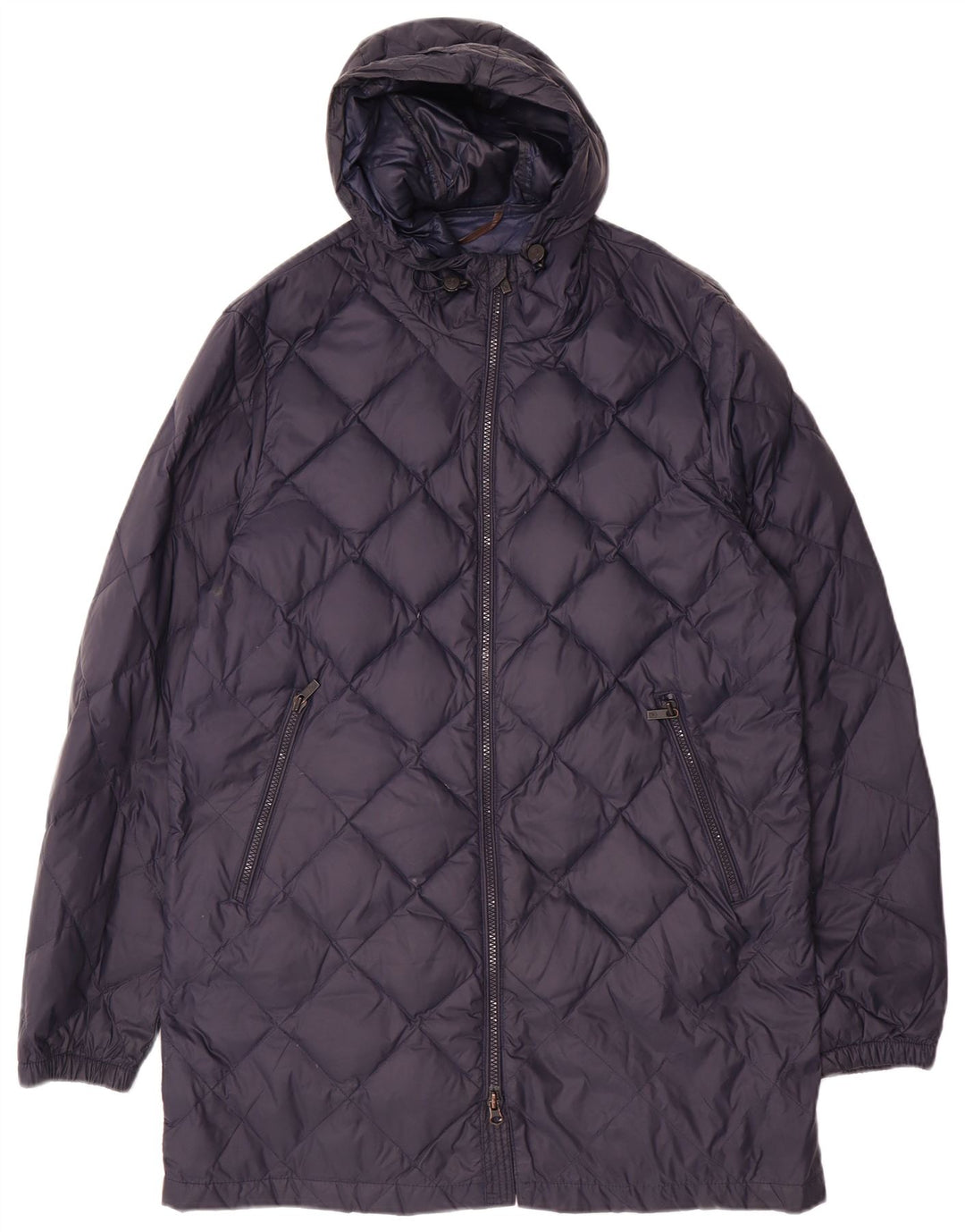 MASSIMO DUTTI Γυναικείο παλτό με κουκούλα UK 16 Large Navy Blue Polyamide