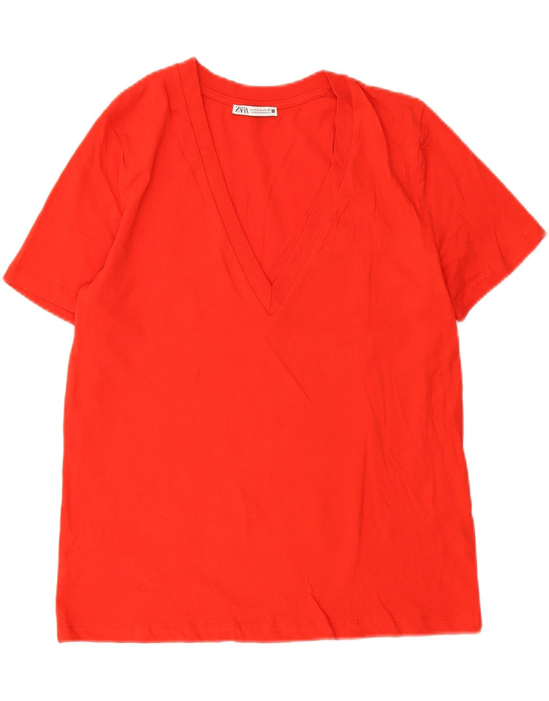 Zara Γυναικείο T-Shirt Top UK 10 Small Red Cotton