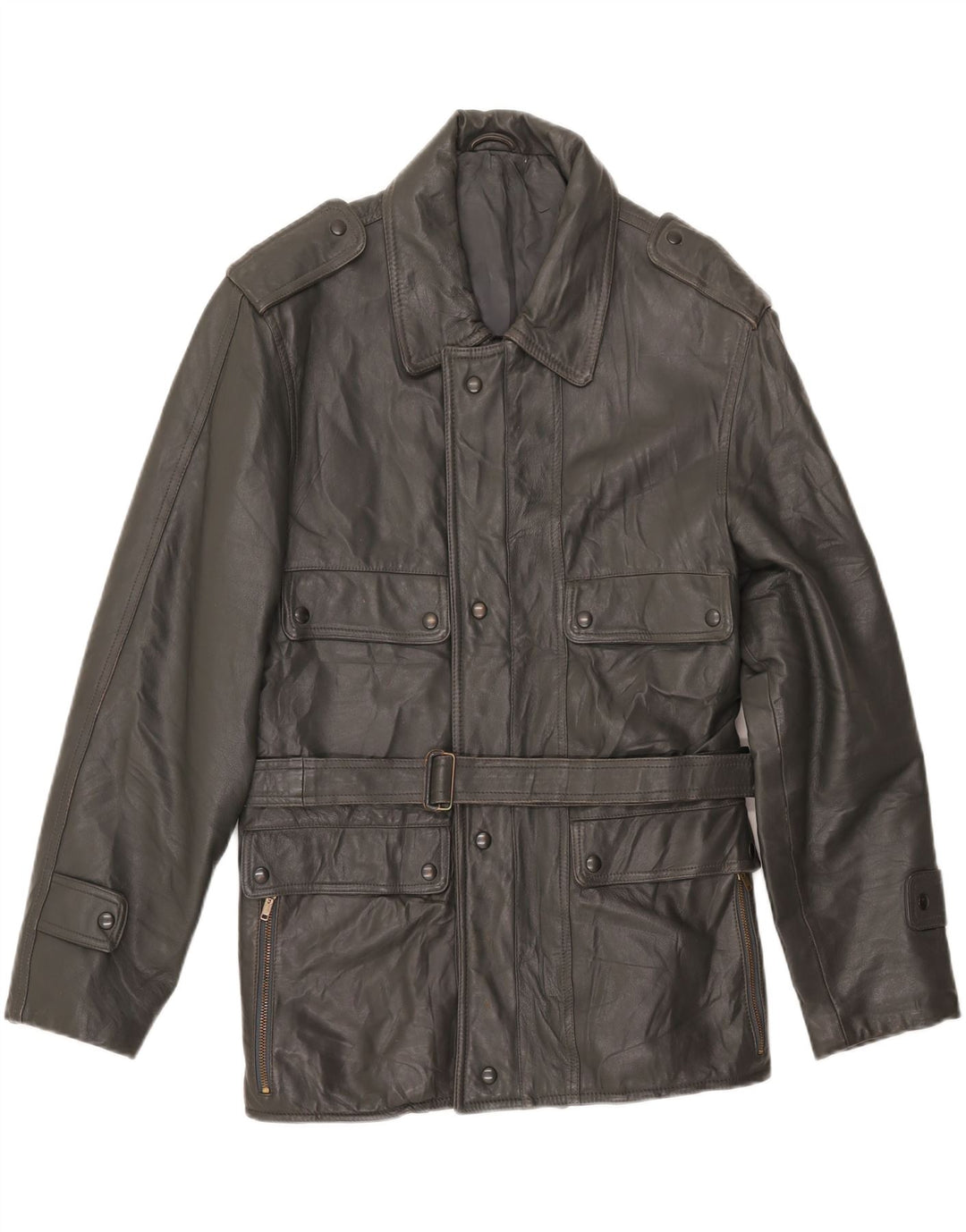 Vintage Ανδρικό Στρατιωτικό Δερμάτινο Μπουφάν UK 38 Medium Grey