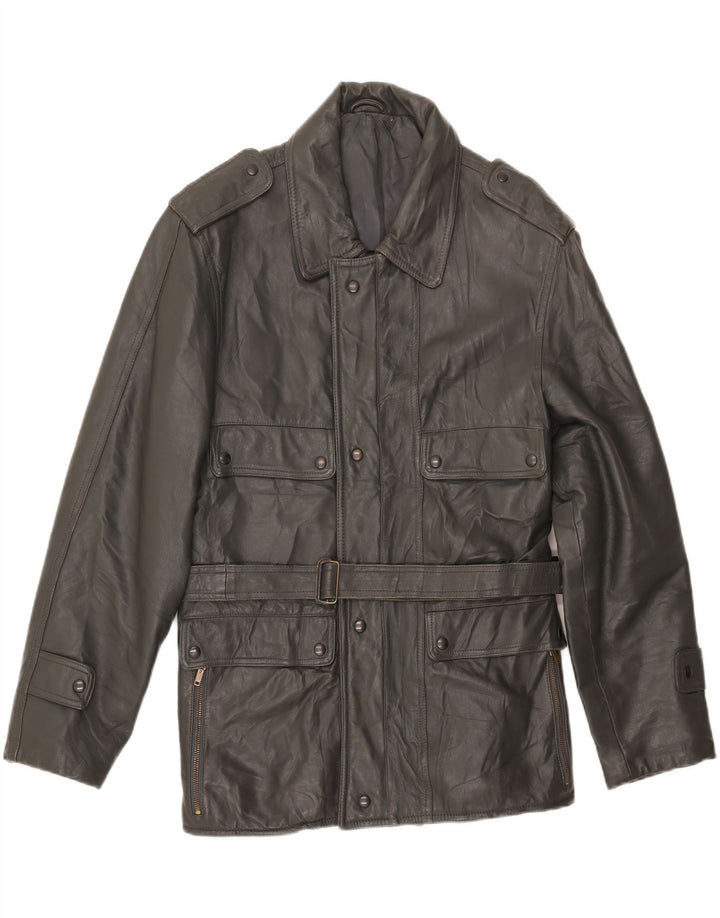 Vintage Ανδρικό Στρατιωτικό Δερμάτινο Μπουφάν UK 38 Medium Grey