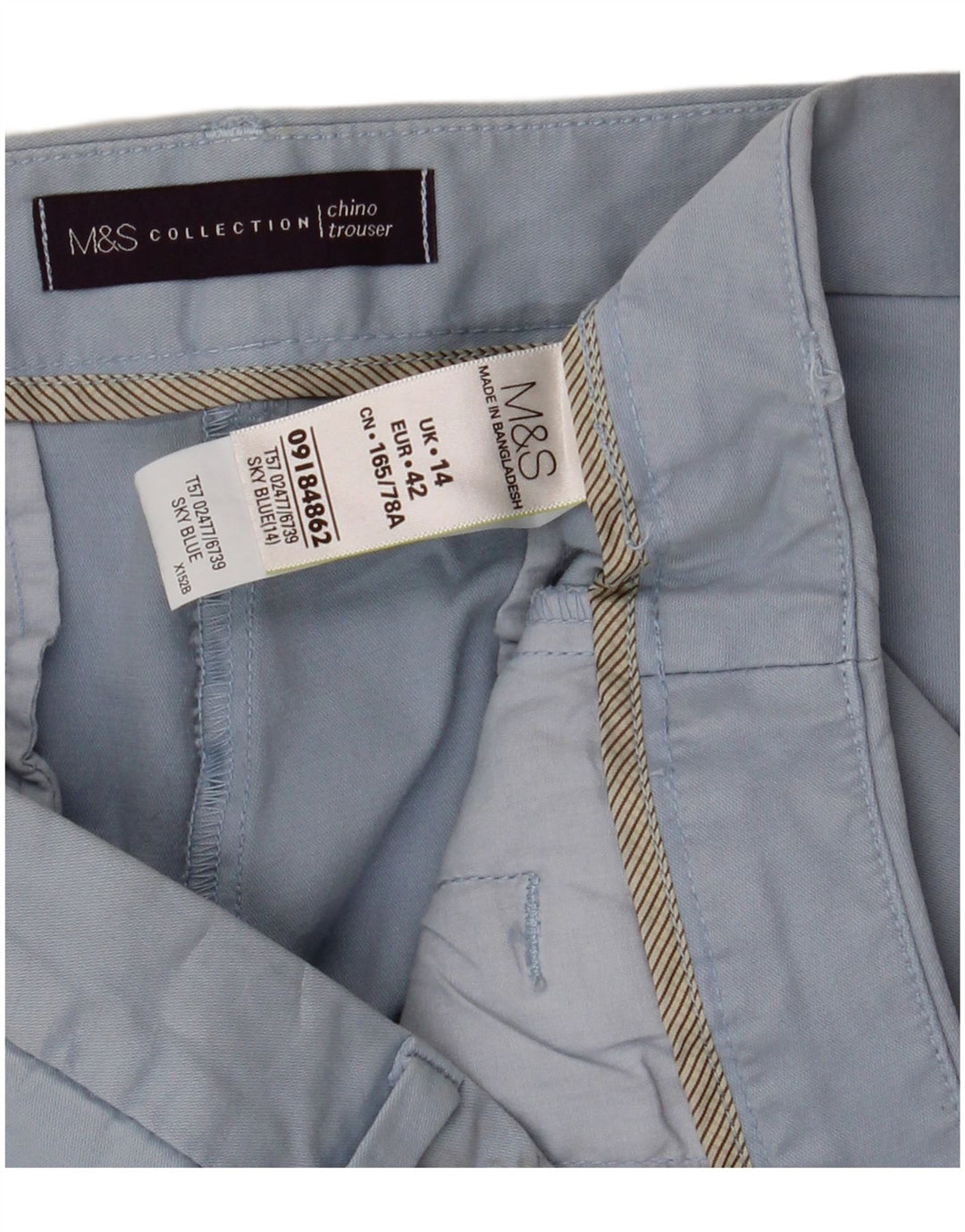 MARKS & SPENCER Γυναικείο λεπτό παντελόνι Chino UK 14 μεγάλο W36 L30 μπλε
