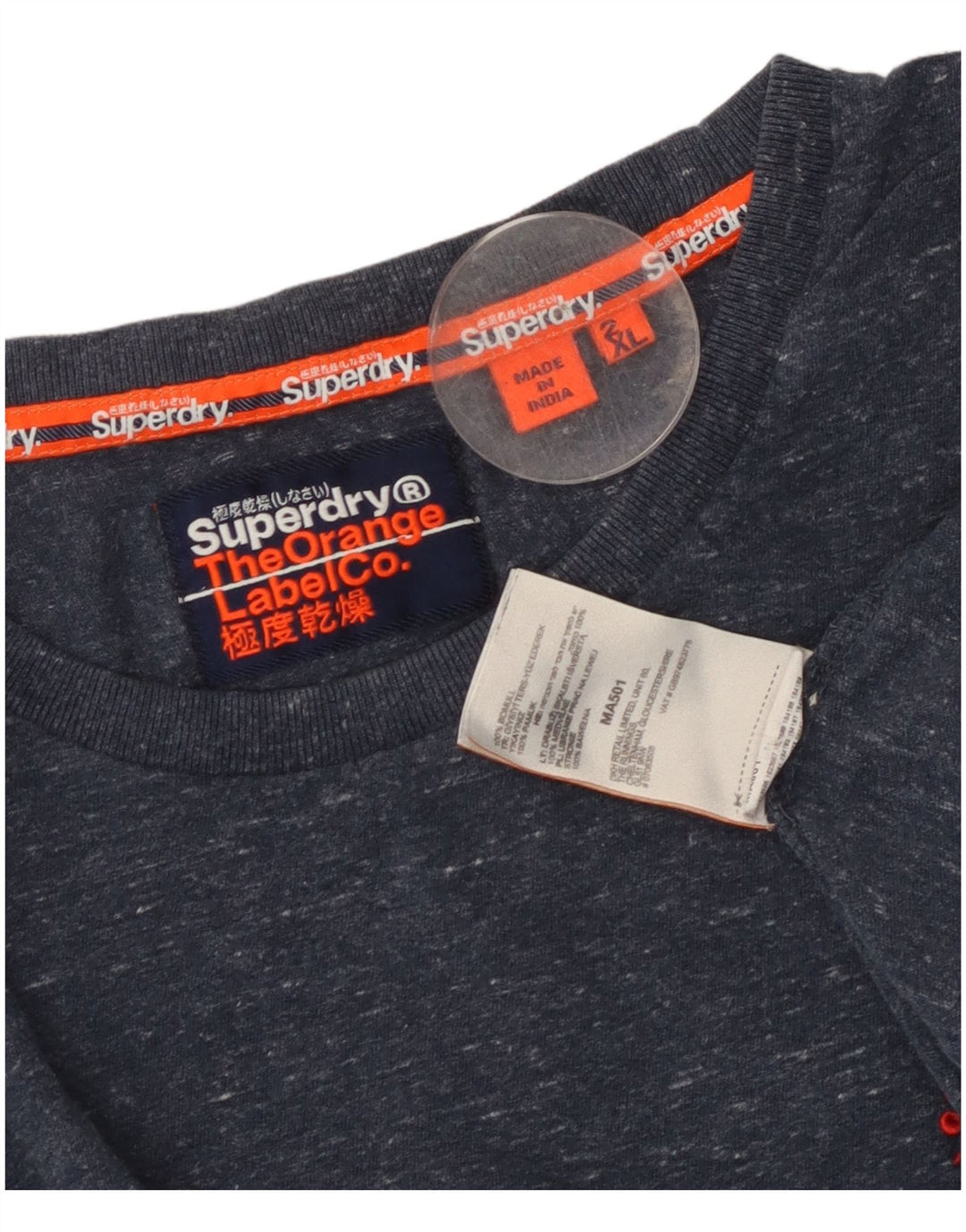 Ανδρικό μπλουζάκι με κανονική εφαρμογή Superdry Top 2XL Navy Blue από βαμβάκι