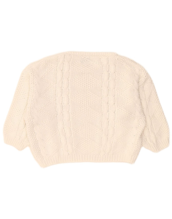 Γυναικείο πουλόβερ Benetton 3/4 μανίκι Crop Boat Neck Jumper UK 14 Medium White