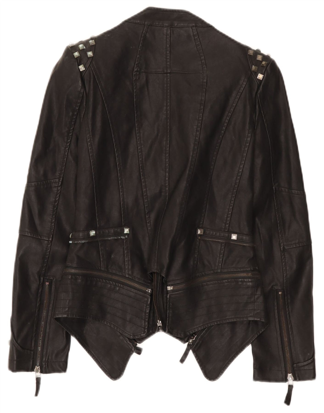 Vintage Γυναικείο Δερμάτινο Μπουφάν Biker UK 10 Small Black