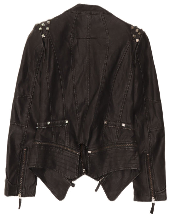 Vintage Γυναικείο Δερμάτινο Μπουφάν Biker UK 10 Small Black