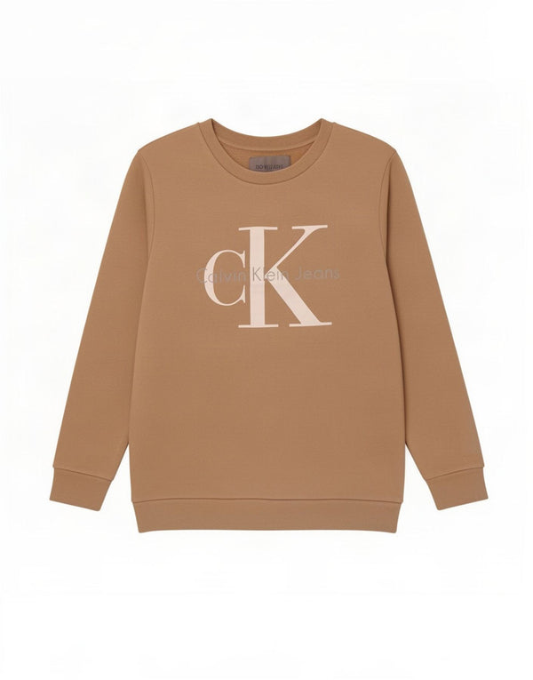 Γυναικείο γραφικό φούτερ Calvin Klein Jeans Jumper UK 10 Small Beige