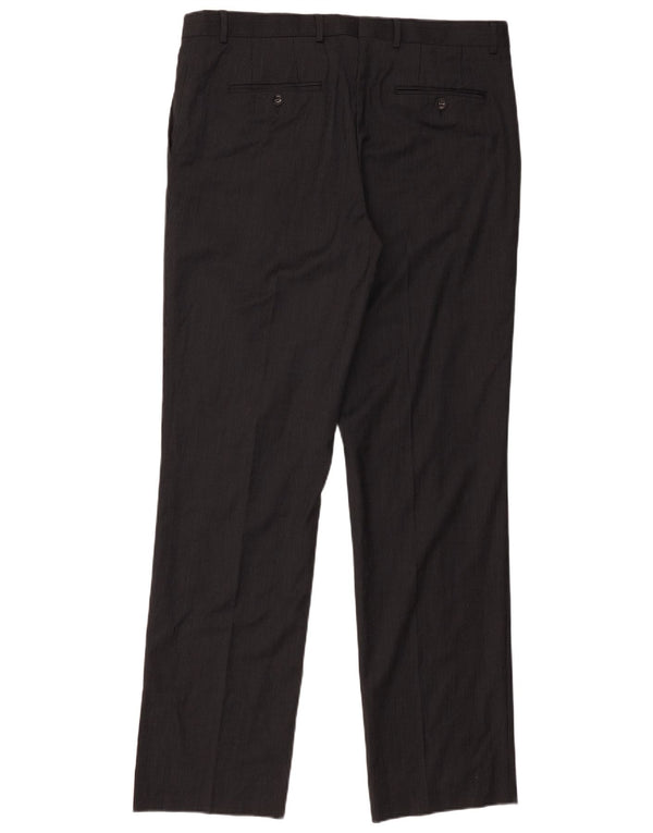 Zara Ανδρικό ίσιο παντελόνι EU 46 XL W36 L32 Μαύρο ριγέ μαλλί