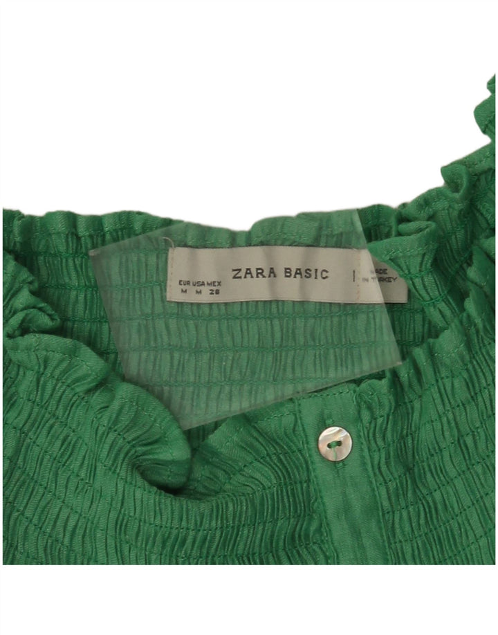 Zara Γυναικεία Μπλούζα Off Shoulder Top UK 14 Medium Green