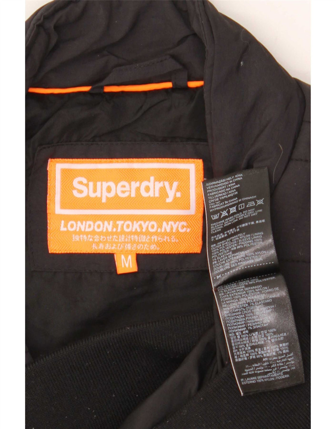 Ανδρικό μπουφάν με επένδυση Superdry UK 38 Medium Black Nylon