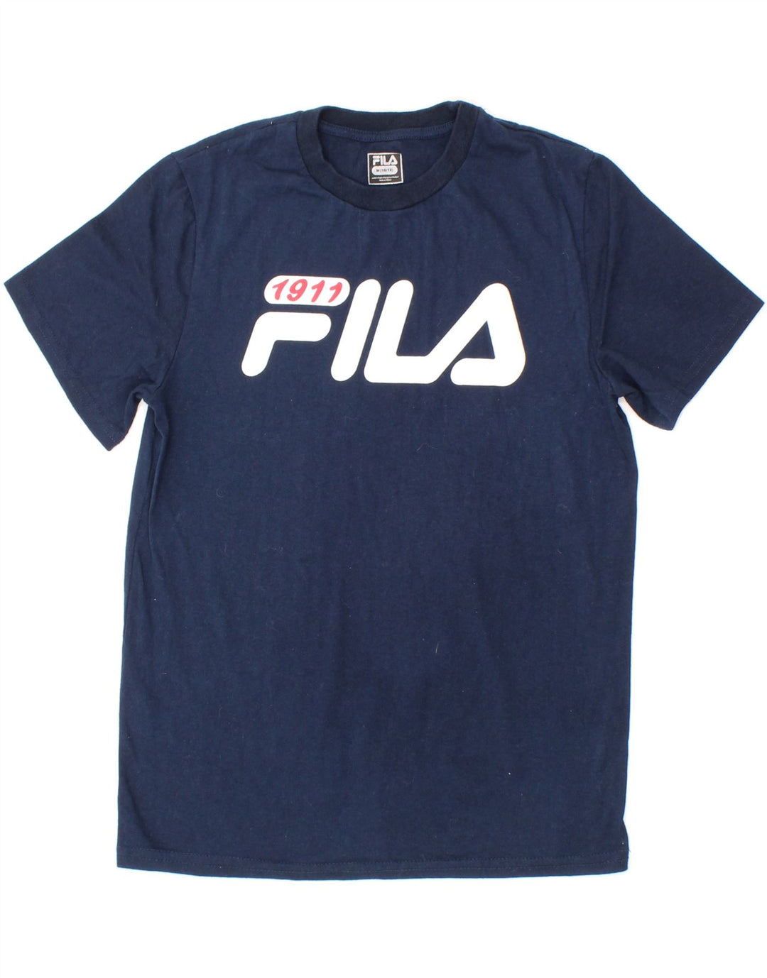 FILA Boys Graphic T-Shirt Top 10-11 Years Medium Navy Blue Vintage Fila and Second-Hand Fila from Messina Hembry 