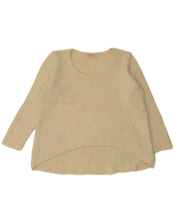 Zara Γυναικείο πουλόβερ με λαιμόκοψη UK 16 Large Off White Ακρυλικό