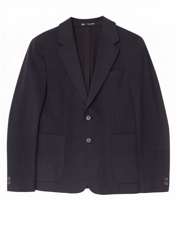 Zara Ανδρικό μπουφάν blazer 2 κουμπιών UK 36 Small Navy Blue Polyester