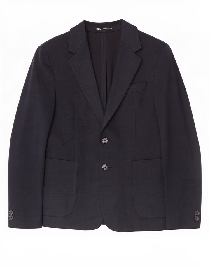 Zara Ανδρικό μπουφάν blazer 2 κουμπιών UK 36 Small Navy Blue Polyester
