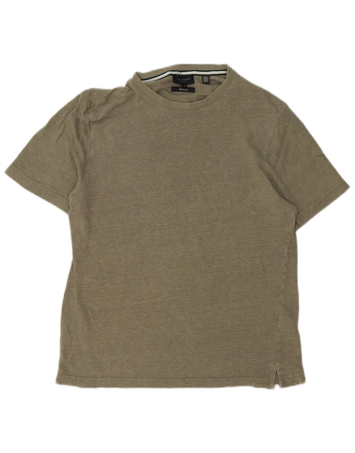 Ted Baker Ανδρικό T-Shirt κανονικό λινό χακί μεσαίου μεγέθους 3