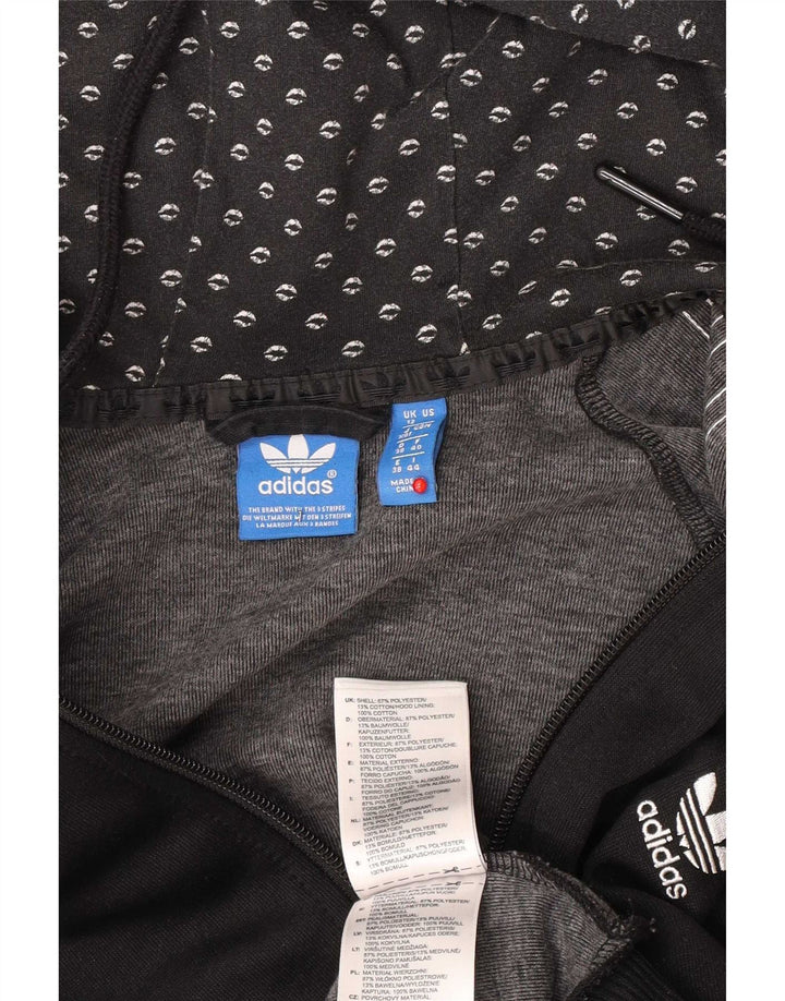 Γυναικείο πουλόβερ με κουκούλα με φερμουάρ Adidas UK 12 μεσαίο μαύρο πολυεστέρα