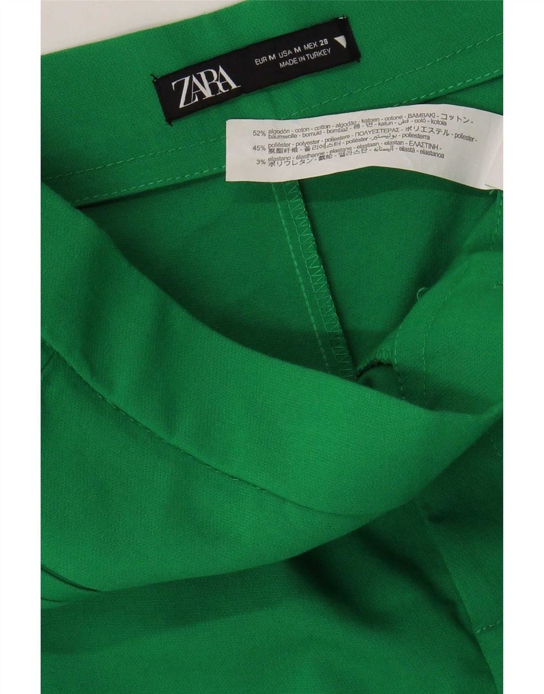 Zara Γυναικείο Παντελόνι Cropped Bootcut Medium W28 L25 Πράσινο βαμβακερό