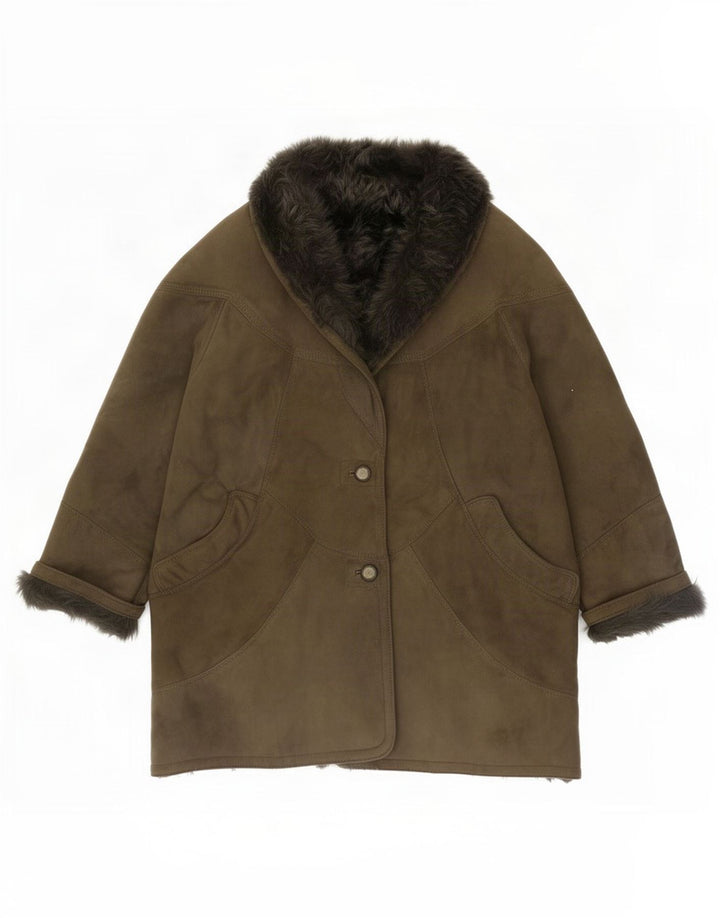 Vintage Γυναικείο Παλτό Shearling Oversized EU 46 XL Khaki