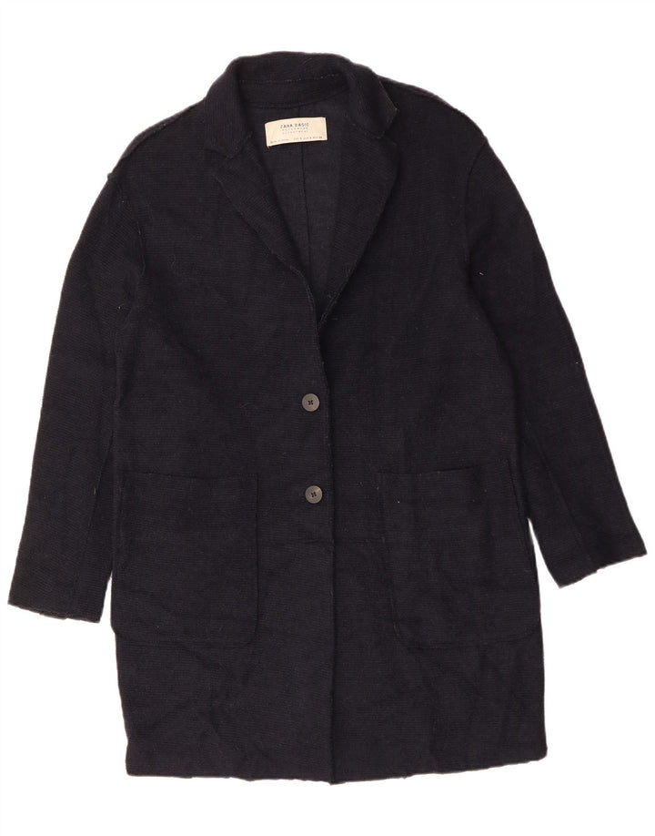 Γυναικείο παλτό ZARA Oversized UK 10 Small Navy Blue Wool
