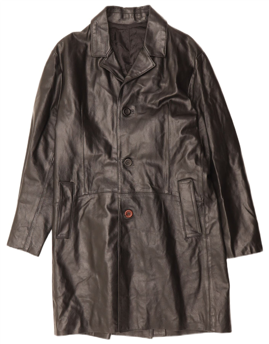 VINTAGE Ανδρικό Δερμάτινο Παλτό UK 36 Small Black Leather