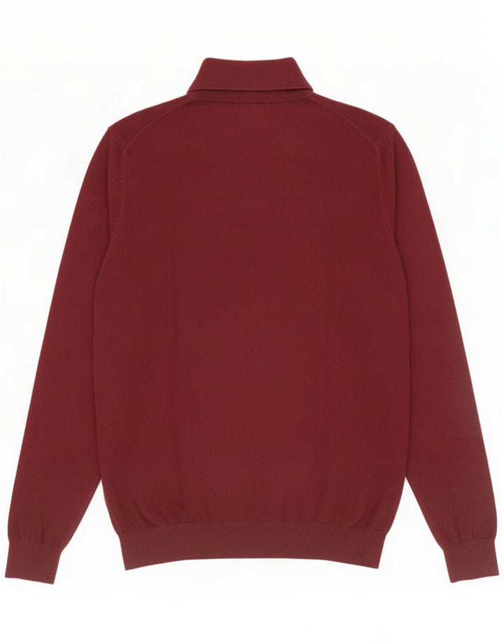 Massimo Dutti Ανδρικό πουλόβερ με ρολό λαιμόκοψη, μεσαίο μπορντό μετάξι