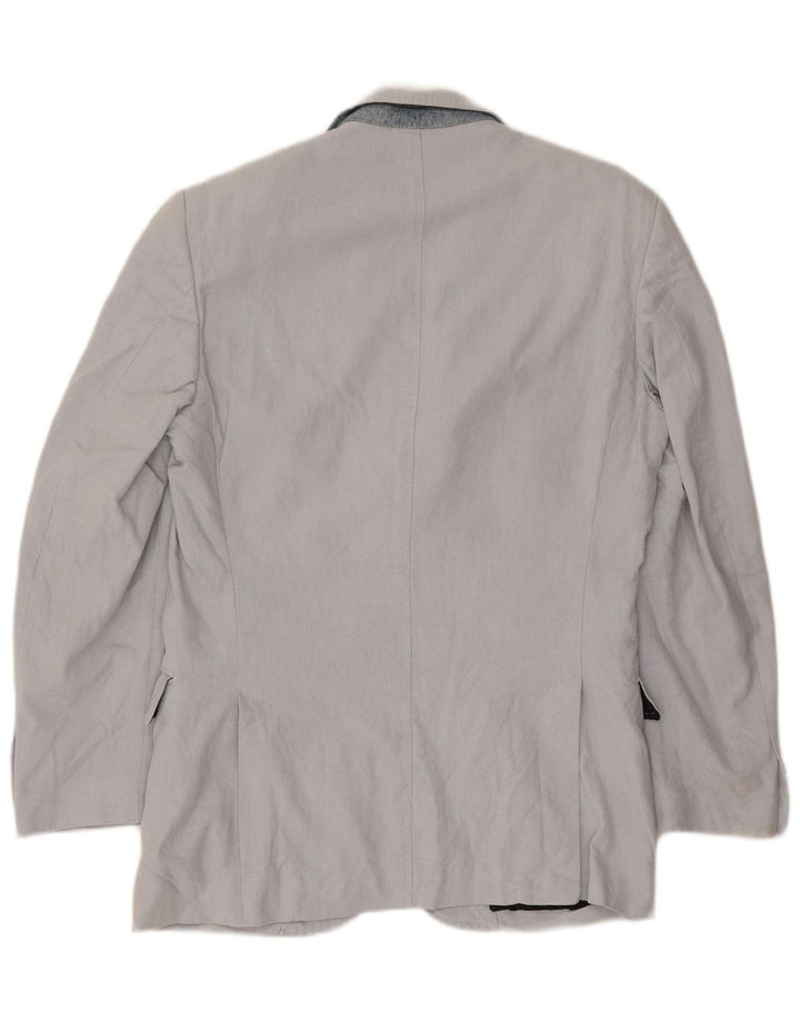 FAY Mens 3 Button Blazer Jacket IT 48 Medium Grey Cotton