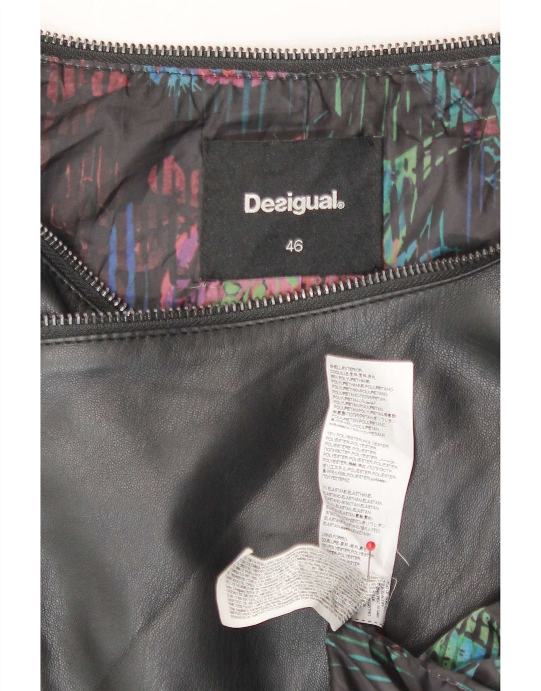 Desigual Γυναικείο Μπουφάν Biker από Faux Leather EU 46 XL Μαύρο Πολυουρεθάνη