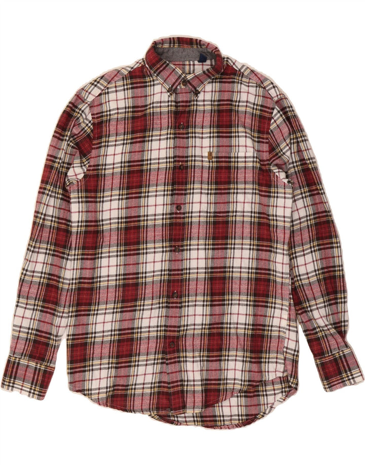 IZOD Mens Flannel Shirt Medium Red Check Cotton Vintage Izod and Second-Hand Izod from Messina Hembry 