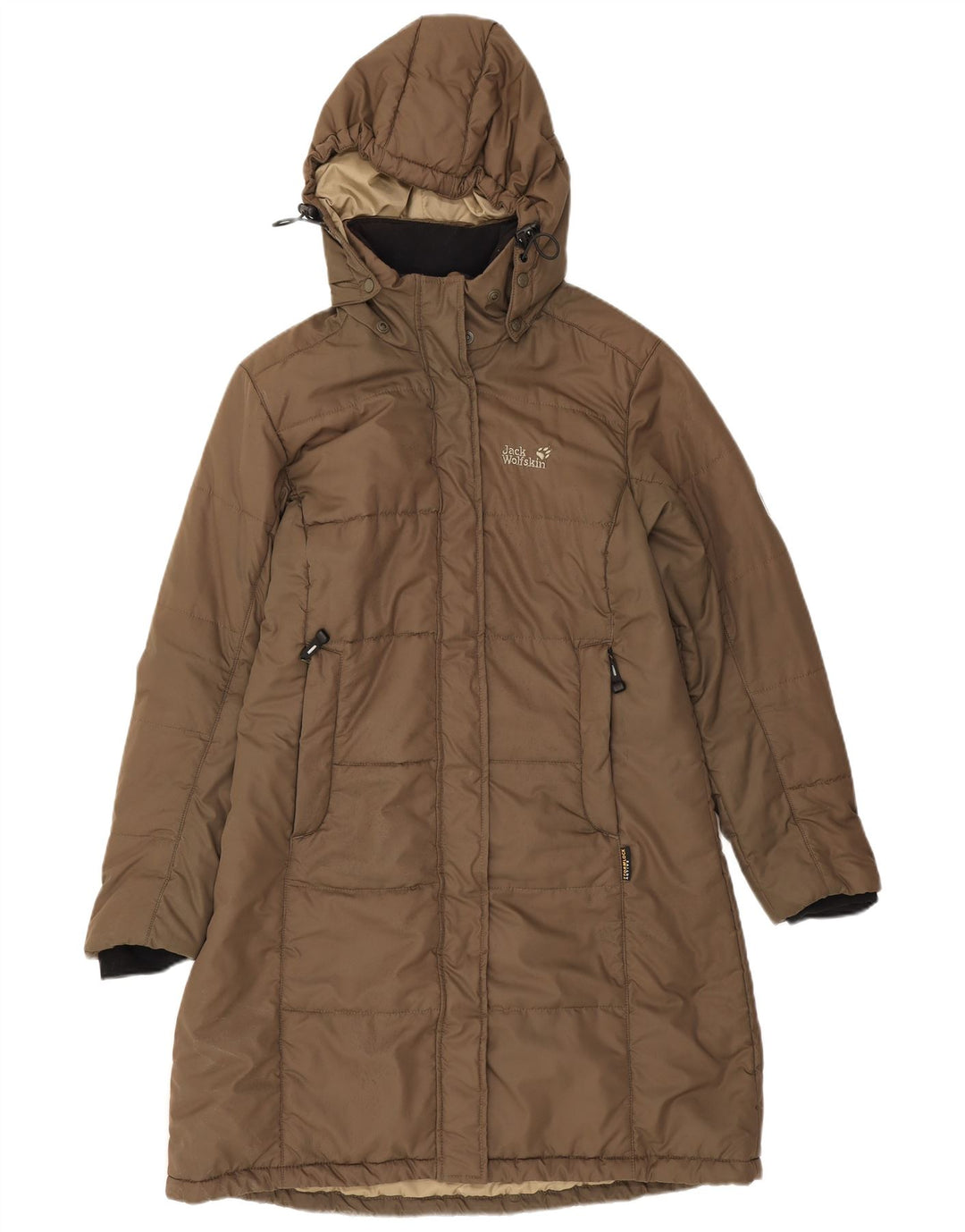 Jack Wolfskin γυναικείο παλτό με κουκούλα UK 16 μεγάλο καφέ πολυεστέρας
