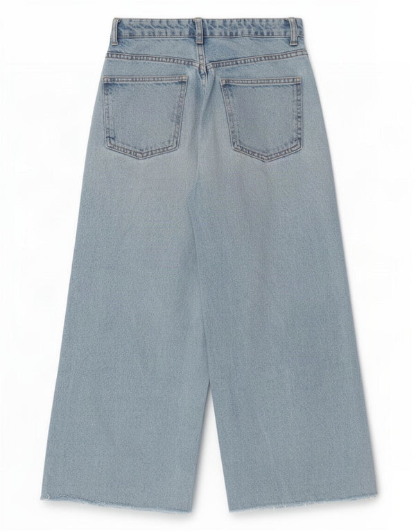 Zara γυναικείο ψηλόμεσο τζιν φαρδύ πόδι EU 32 2XS W22 L22 Μπλε βαμβακερό