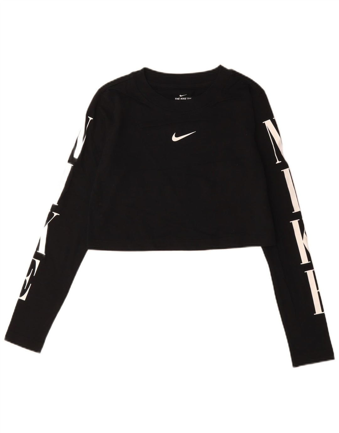 Γυναικείο τοπ Nike Crop μακρυμάνικο UK 10 Small μαύρο βαμβακερό