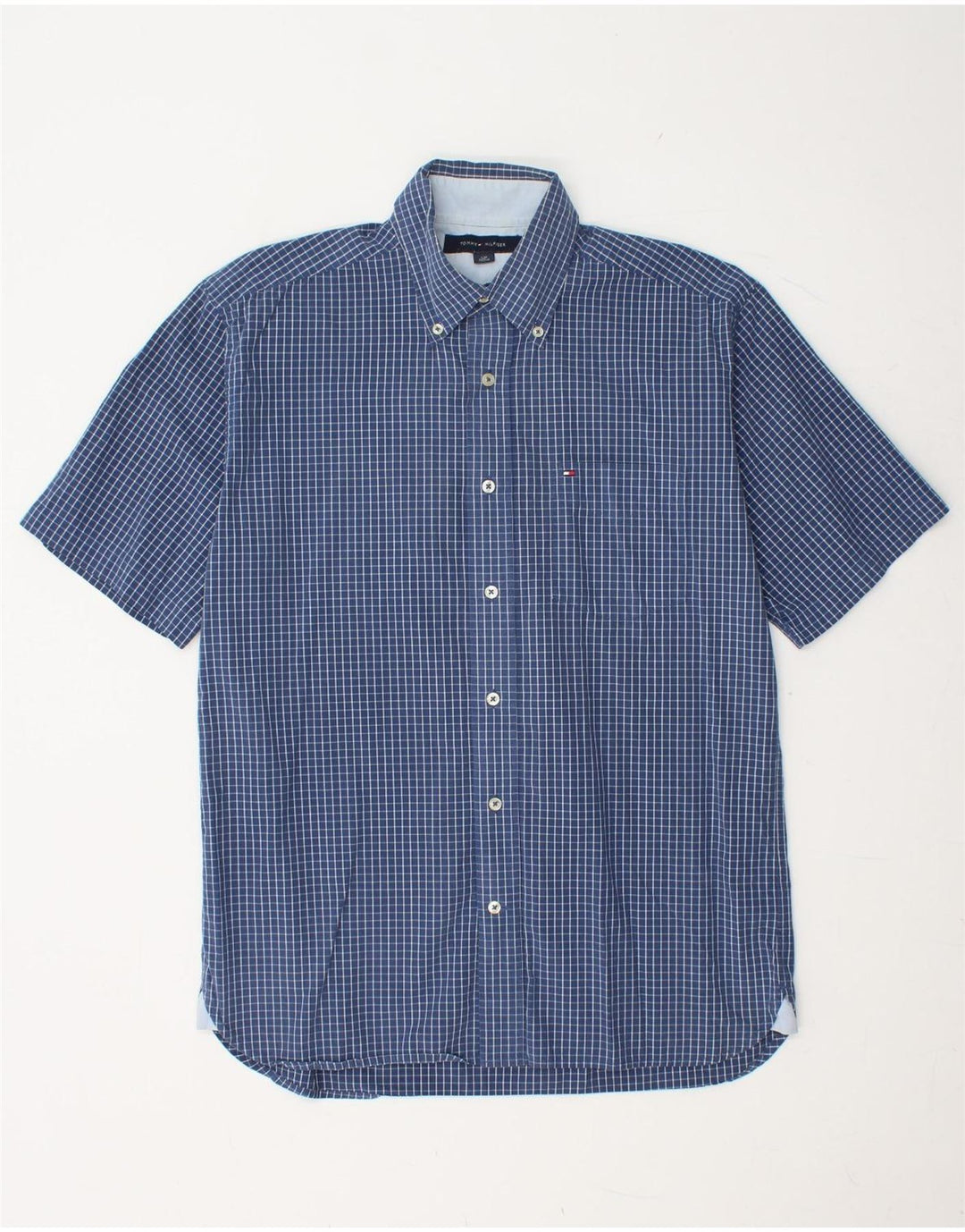 TOMMY HILFIGER Ανδρικό κοντομάνικο πουκάμισο Small Blue Check Cotton