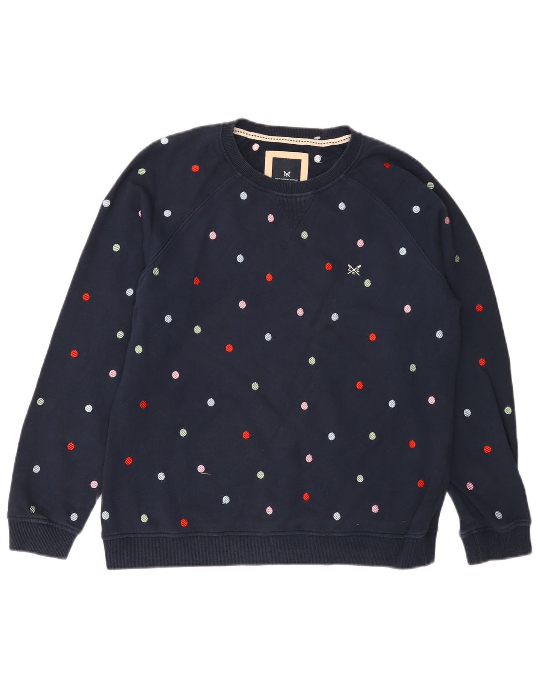 CREW CLOTHING Womens Sweatshirt Jumper UK 12 Medium  Navy Blue Spotted
