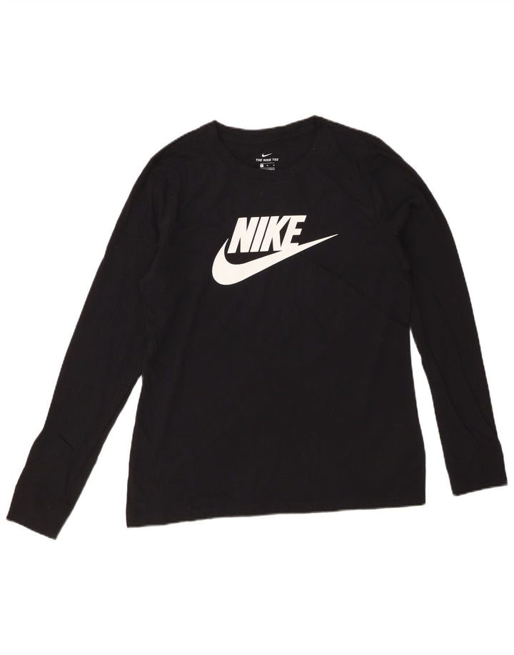 Γυναικείο γραφικό τοπ NIKE μακρυμάνικο UK 14 μεσαίο μαύρο βαμβακερό