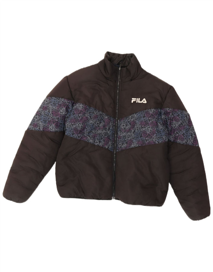Fila Γυναικείο μπουφάν με επένδυση UK 14 μεσαίο μαύρο Paisley πολυεστέρας