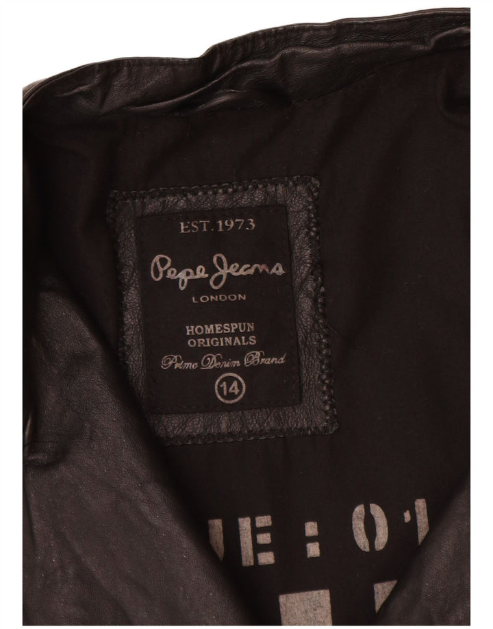 PEPE Jeans Γυναικείο Δερμάτινο Biker Jacket UK 14 Medium Black Leather