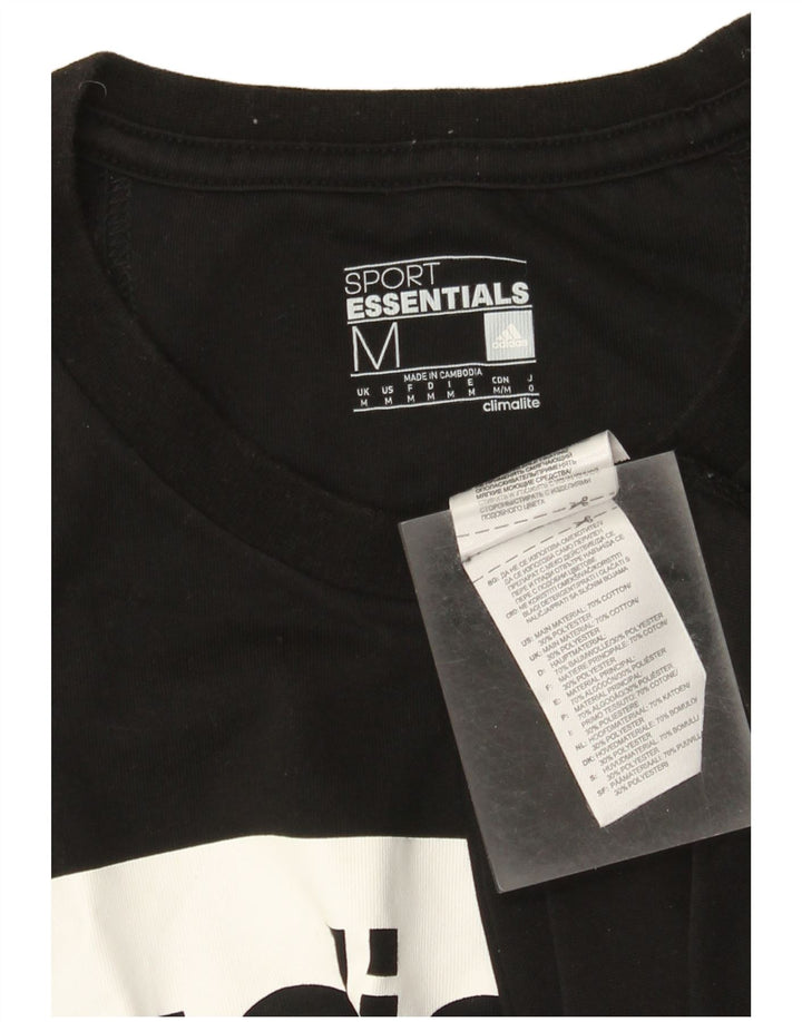 Ανδρικό γραφικό T-shirt Adidas Climalite Τοπ μεσαίο μαύρο βαμβακερό