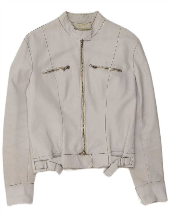 Pinko Γυναικείο Δερμάτινο Μπουφάν Biker UK 10 Small White