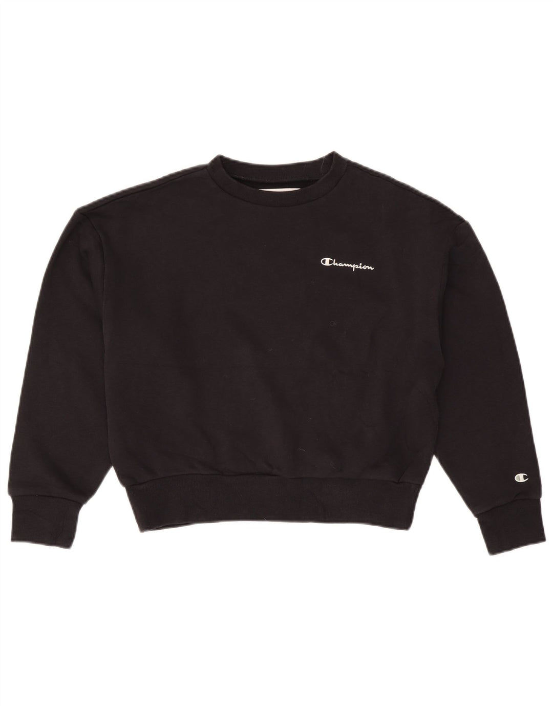 CHAMPION Γυναικεία φούτερ μεγάλου μεγέθους Crop Jumper UK 10 Small Black Cotton