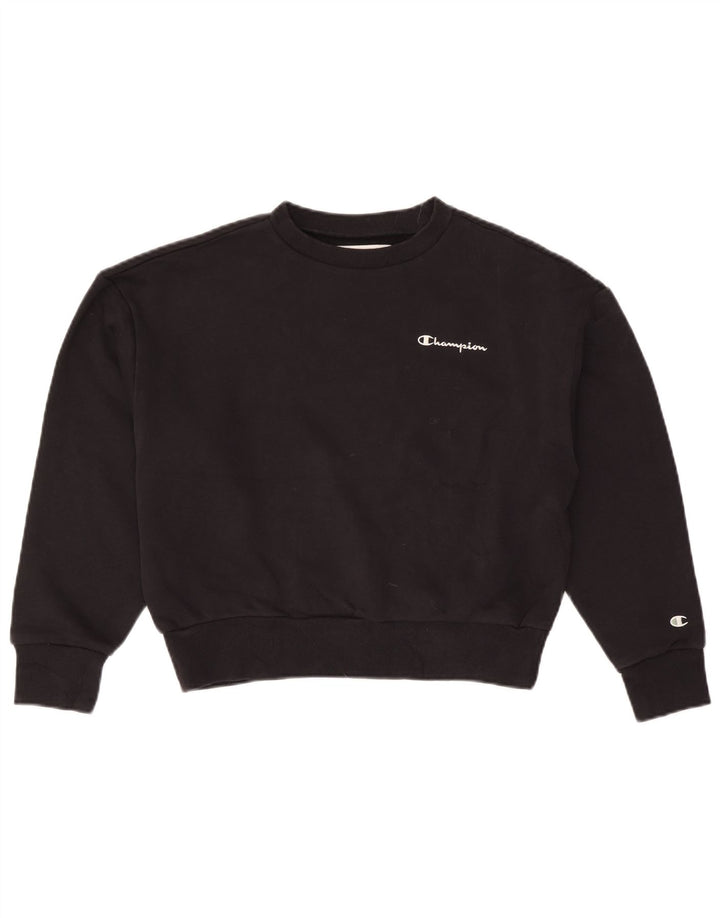 CHAMPION Γυναικεία φούτερ μεγάλου μεγέθους Crop Jumper UK 10 Small Black Cotton