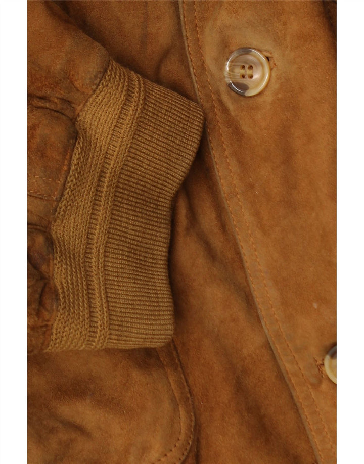 Vintage Ανδρικό Suede Bomber Jacket IT 58 4XL Brown Suede
