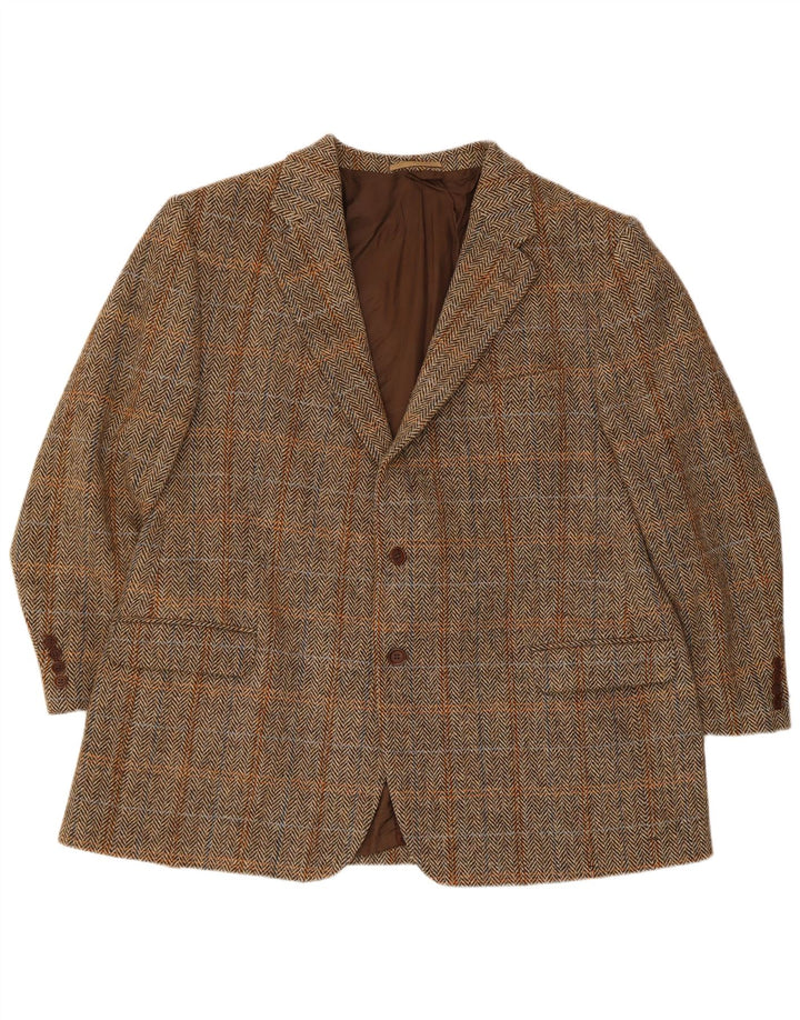 Harris Tweed Ανδρικό σακάκι σακάκι με 2 κουμπιά UK 42 XL καφέ καρό νέο μαλλί