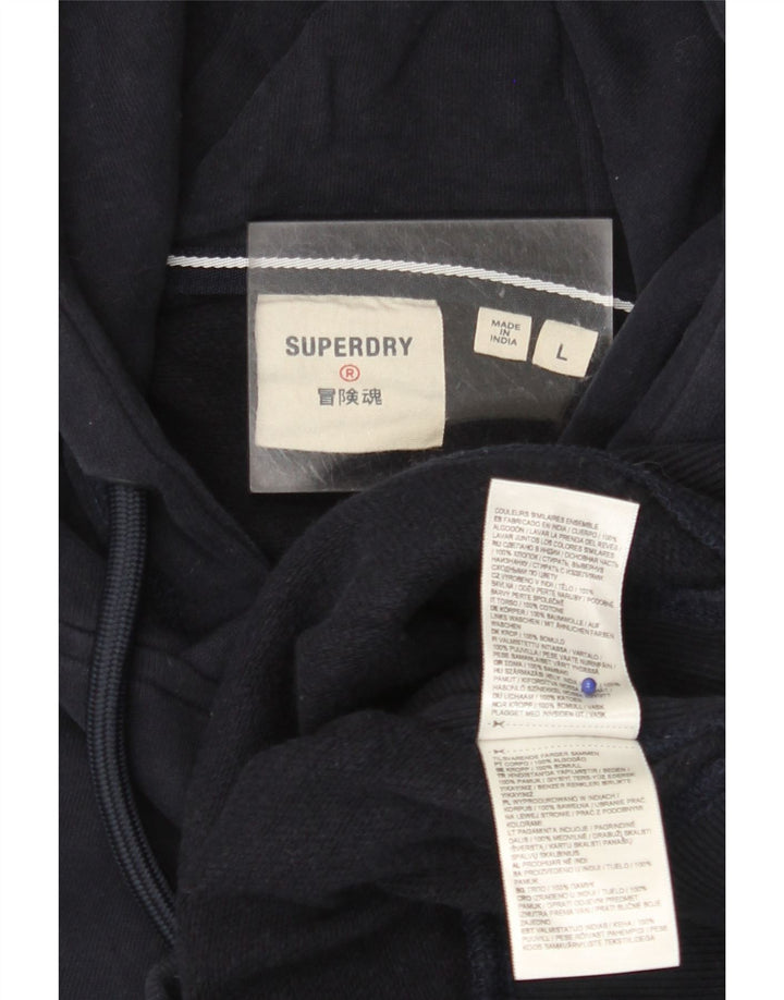 SUPERDRY Ανδρικό φούτερ με κουκούλα, μεγάλο μπλε βαμβακερό