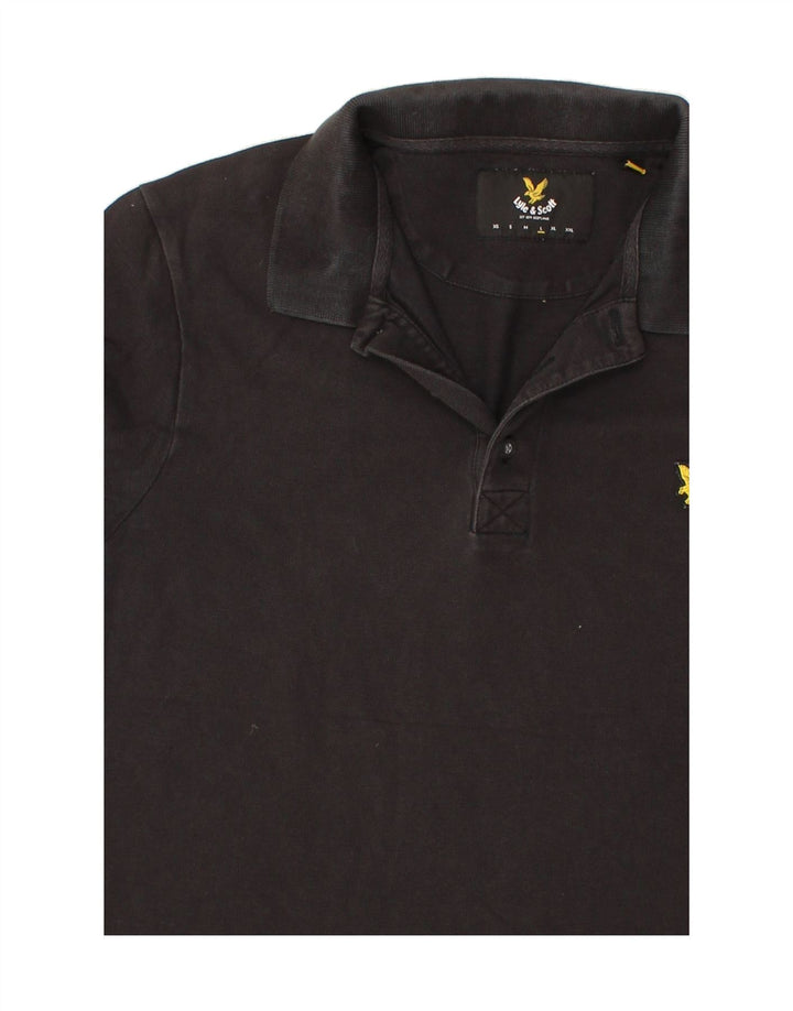 LYLE & SCOTT Mens Polo Shirt Large Black Cotton Vintage Lyle & Scott and Second-Hand Lyle & Scott from Messina Hembry 