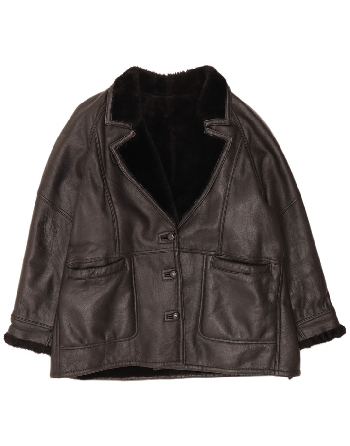 Vintage Γυναικείο Loose Fit Shearling Jacket EU 48 2XL Black Classic