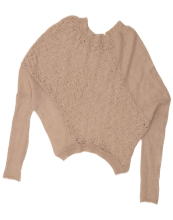 VINTAGE Γυναικείο πουλόβερ με λαιμόκοψη μεγάλου μεγέθους UK 16 Large Beige