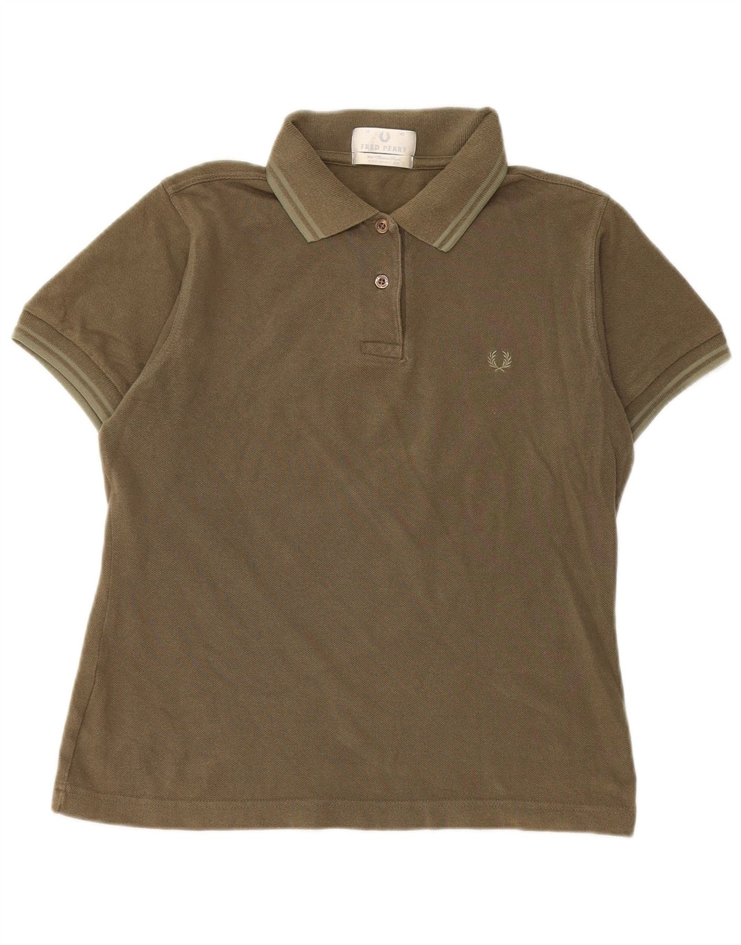 Fred Perry γυναικείο μπλουζάκι πόλο UK 12 μεσαίο χακί βαμβακερό